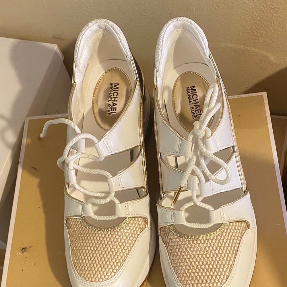 Michael Kors White and Tan Women's Sneakers